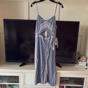 Express Striped Blue Sleeveless Dress